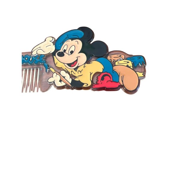 Vintage 80s Disney Mickey Mouse Plastic Comb Acrylic Painter 7" - Picture 3 of 5
